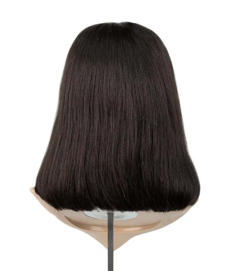 Natural Black Lace Front Remy Human Hair Wig | Short Bob Hairstyle | Bleached Knots - Image 2