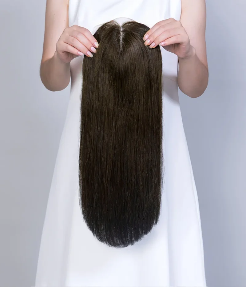 6"x7" Full Silk Base European Human Hair Topper | 100% Handtied | European Hair Topper - Image 4