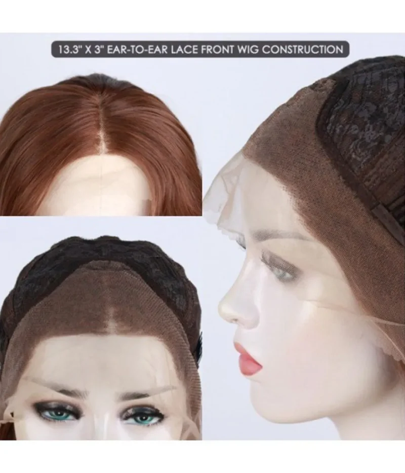 13"x3" Brunette Balayage Wavy Synthetic Lace Front Wig - Image 3